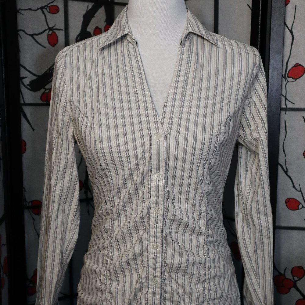Express Long Sleeve Dress Shirt with Pinstripes, Size Medium